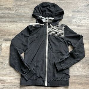 Empyre Women’s Black and White Hooded Windbreaker, size small